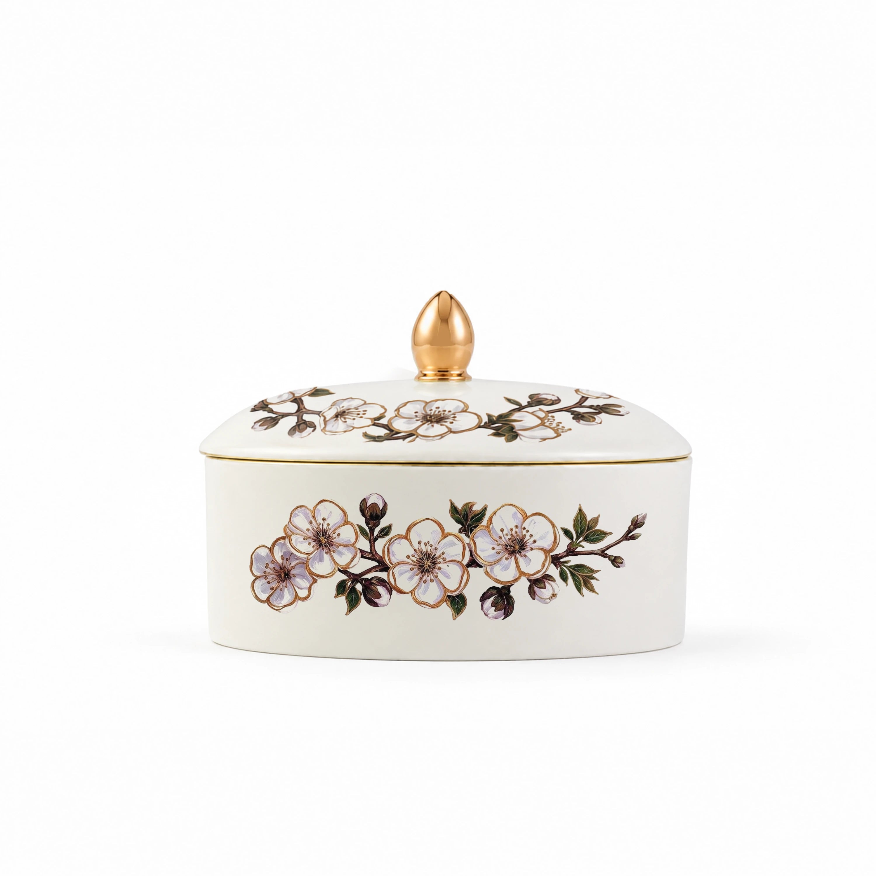 Apricot Blossom Porcelain Jewelry Box