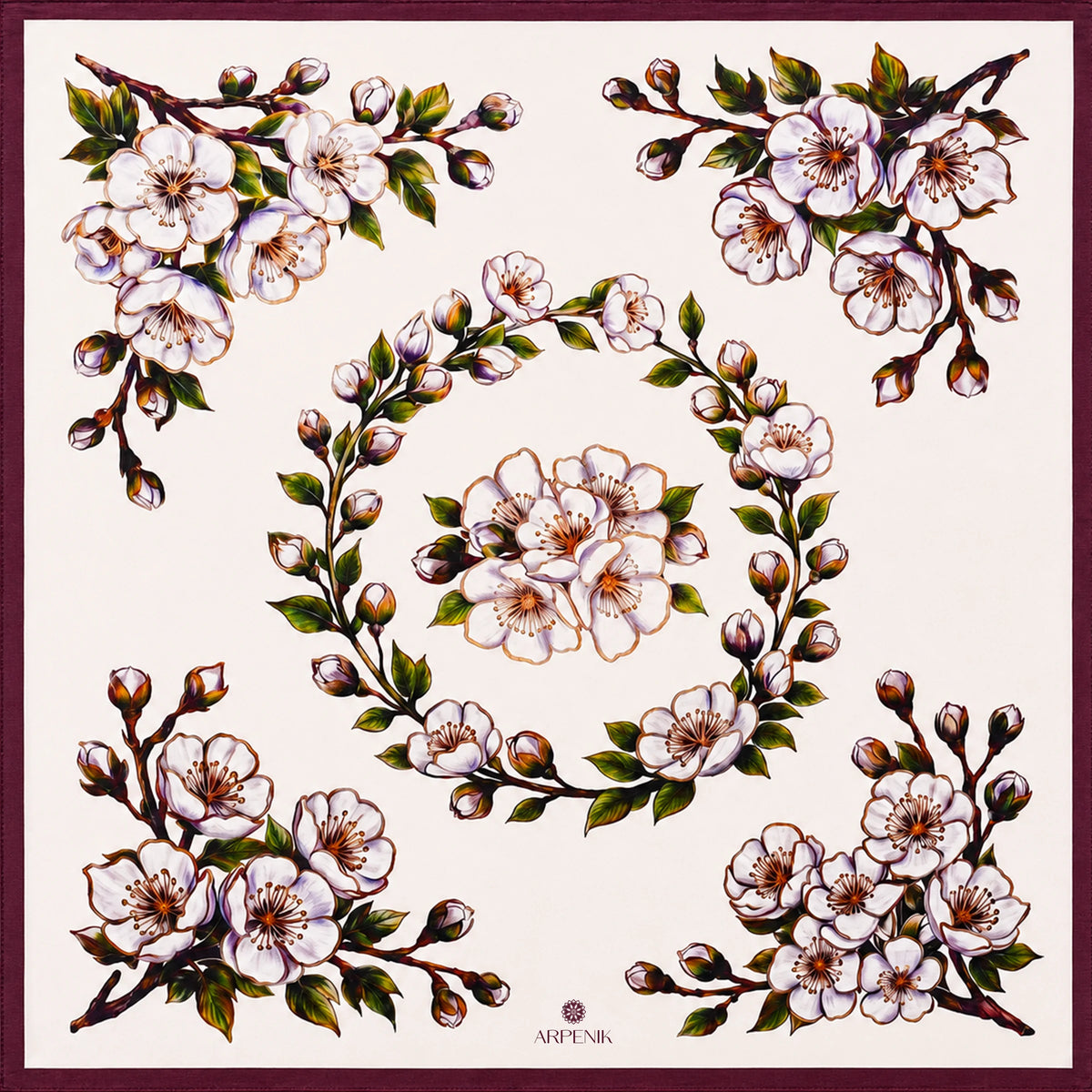 Apricot Blossom Silk Scarf