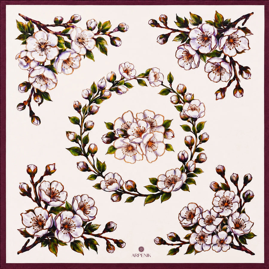 Apricot Blossom Silk Scarf