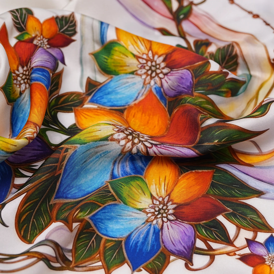 Seven-Plated flower Silk Scarf