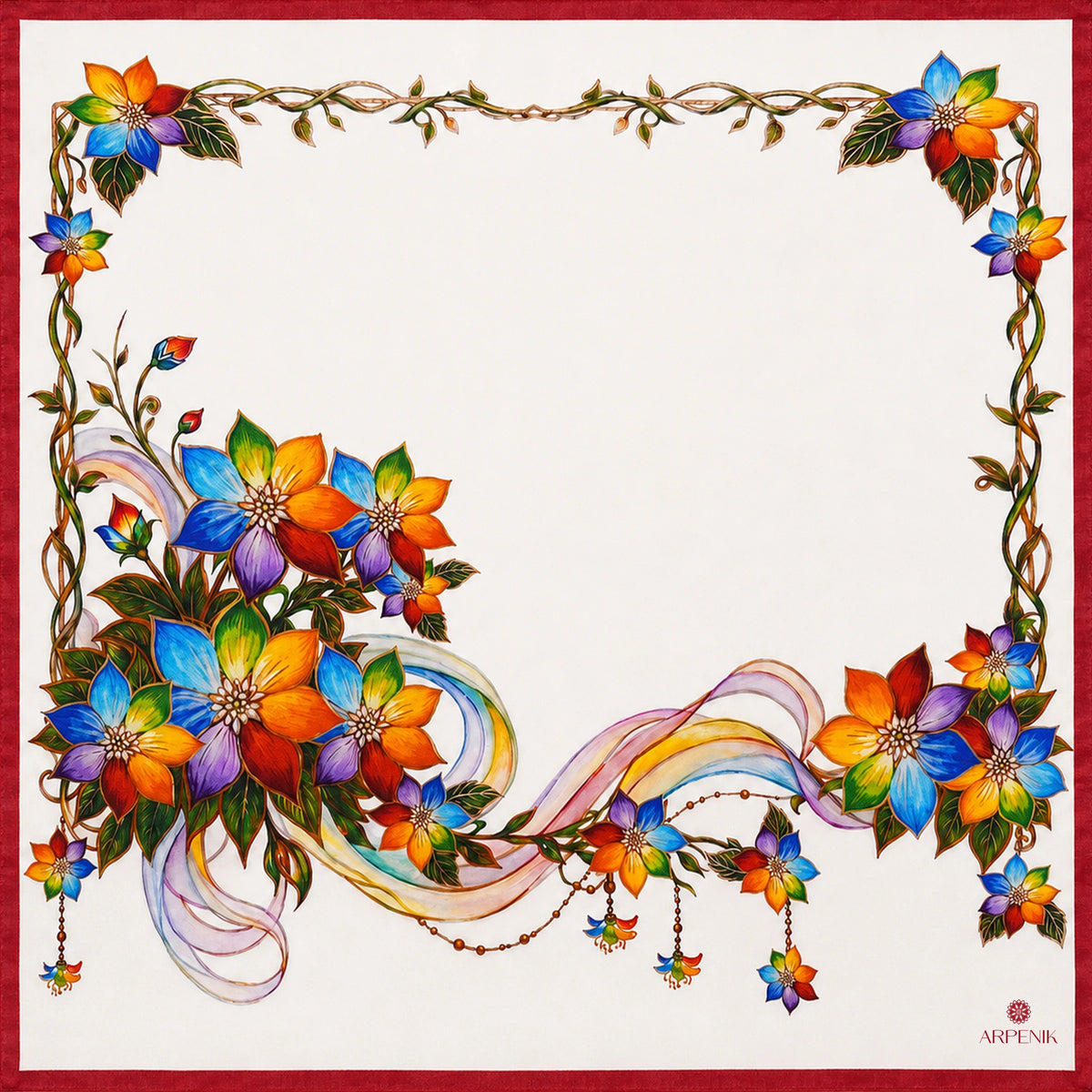 Seven-Plated flower Silk Scarf
