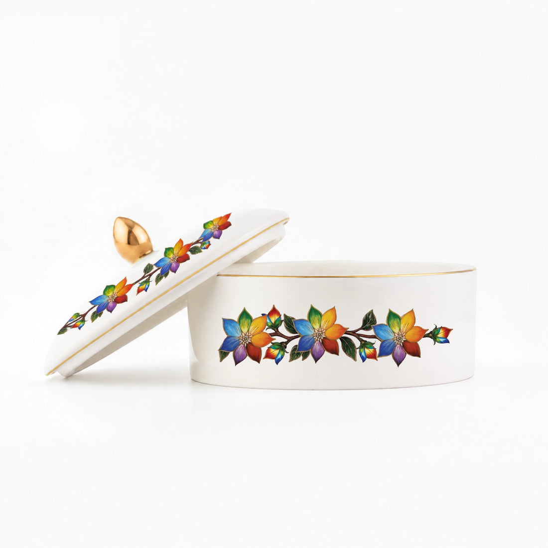 Seven-Plated flower Porcelain Jewelry Box