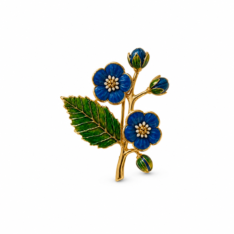 Forget-Me-Not Enamel Brooch